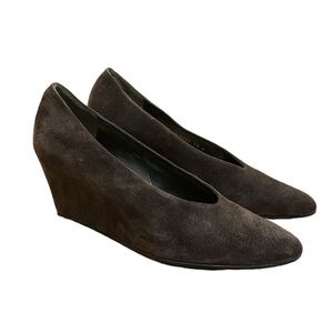 Robert Clergerie Paris “Astuce Pump” Brown Suede Wedge Heels - 8.5